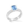 Dower & Hall Women's Silver / Blue Blue Topaz Octagon Twist Twinkle Ring In Sterling Silver