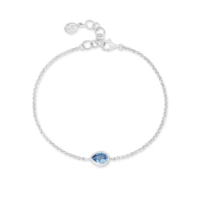 Dower & Hall Women's Silver / Blue Blue Topaz Pear Chain Bracelet In Sterling Silver