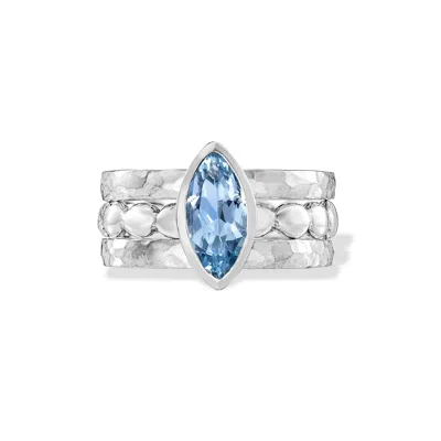Dower & Hall Women's Silver / Blue Capri Twinkle Stacking Rings Set In Sterling Silver In Multi