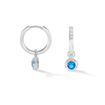 Dower & Hall Women's Silver / Blue Cobalt Blue Hammered Huggie Hoops In Metallic