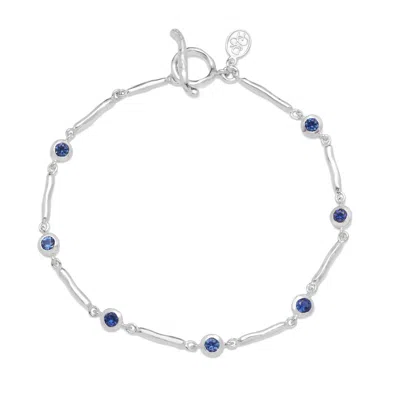 Dower & Hall Women's Silver Blue Sapphire Dewdrops Link Bracelet In Metallic