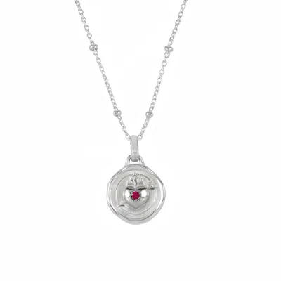 Dower & Hall Women's Silver Flaming Heart Talisman Necklace In Metallic