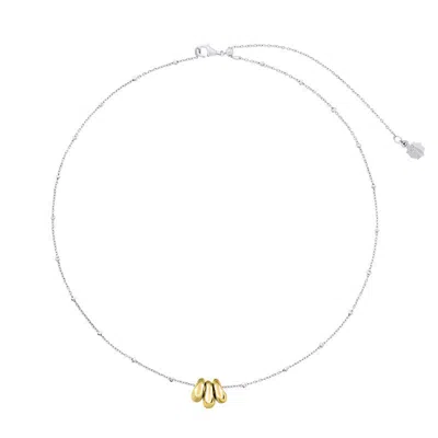 Dower & Hall Women's Silver / Gold Adjustable Chain & Nugget Trio Pendant In Mixed Silver Vermeil In Burgundy