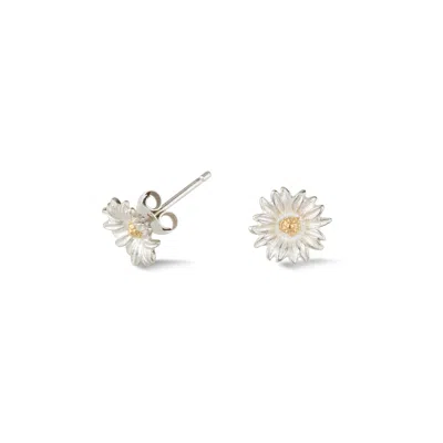 Dower & Hall Women's Silver / Gold Daisy Flower Studs In Two Tones
