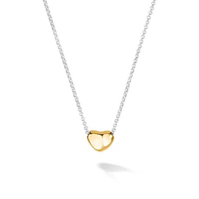 Dower & Hall Women's Silver / Gold Heart Nugget Pendant In Sterling Silver Vermeil