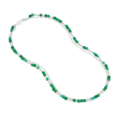 Dower & Hall Women's Silver / Green Evergreen Orissa Necklace In Gold Vermeil In Sterling Silver