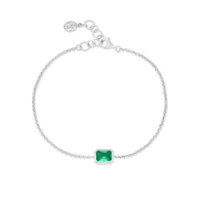 Dower & Hall Women's Silver / Green Green Garnet Octagon Chain Bracelet In Sterling Silver