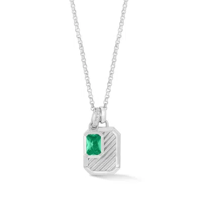 Dower & Hall Women's Silver / Green Green Garnet Octagon Humbug Necklace In Sterling Silver