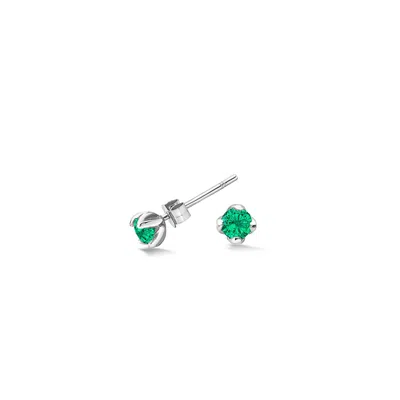 Dower & Hall Women's Silver / Green Green Garnet Orissa Studs In Sterling Silver