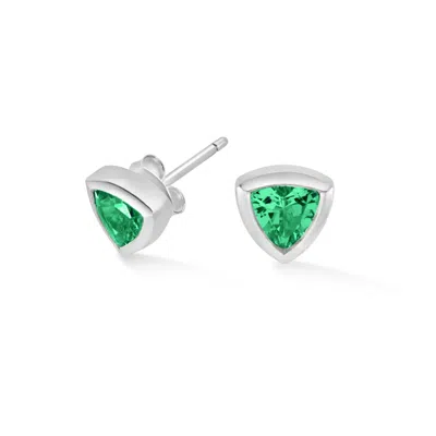 Dower & Hall Women's Silver / Green Green Garnet Trillion Tutti Frutti Studs In Sterling Silver