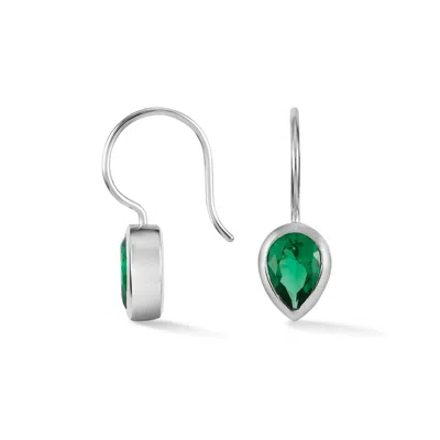 Dower & Hall Women's Silver / Green Pear Green Garnet Earrings In Metallic