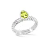 Dower & Hall Women's Silver / Green Peridot Pear Twist Twinkle Ring In Sterling Silver