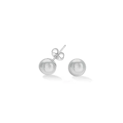 Dower & Hall Women's Silver / Grey Six Millimetre Dove Grey Freshwater Pearl Studs In Pattern