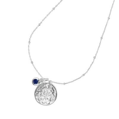 Dower & Hall Women's Silver Hammered Disc & Blue Sapphire Pendant In Metallic