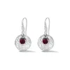 Dower & Hall Women's Silver Hammered Disc & Red Garnet Array Drop Earrings In Silver