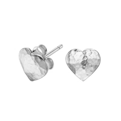 Dower & Hall Women's Silver Hammered Flat Heart Nomad Studs In Gold