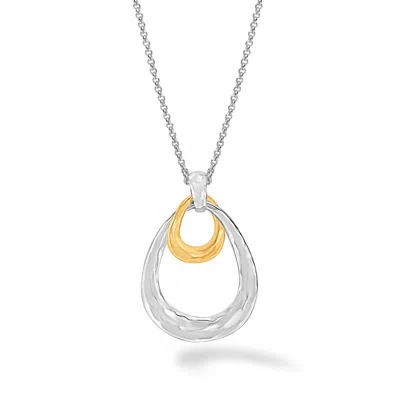 Dower & Hall Women's Silver Large Entwined Mixed Open Double Oval Pendant In Metallic