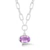 Dower & Hall Women's Silver Large Oval Amethyst Array Pendant In Silver