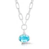 Dower & Hall Women's Silver Large Oval Blue Topaz Array Pendant In Blue