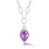 Dower & Hall Women's Silver Large Pear Amethyst Array Pendant In Silver