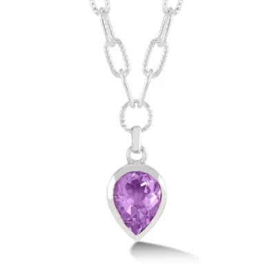 Dower & Hall Women's Silver Large Pear Amethyst Array Pendant In Green