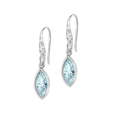 Dower & Hall Women's Silver Marquise Blue Topaz Array Drop Earrings In Metallic