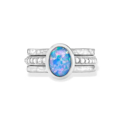 Dower & Hall Women's Silver Opalicious Twinkle Stacking Rings In Blue