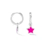 Dower & Hall Women's Silver / Pink Pink Enamel Narrative Star Huggie Hoops In Sterling Silver In Multi