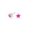 Dower & Hall Women's Silver / Pink Pink Enamel Narrative Star Studs In Sterling Silver In Multi