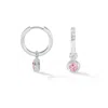 Dower & Hall Women's Silver / Pink Pink Quartz Hammered Huggie Hoops In Sterling Silver In Multi