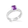 Dower & Hall Women's Silver / Pink / Purple Amethyst Octagon Twist Twinkle Ring In Sterling Silver