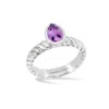 Dower & Hall Women's Silver / Pink / Purple Amethyst Pear Twist Twinkle Ring In Sterling Silver In Metallic