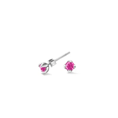 Dower & Hall Women's Silver / Pink / Purple Pink Tourmaline Orissa Studs In Sterling Silver