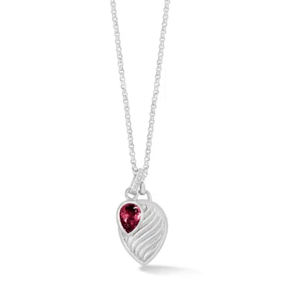 Dower & Hall Women's Silver / Red Red Garnet Twist Peardrop Necklace In Sterling Silver