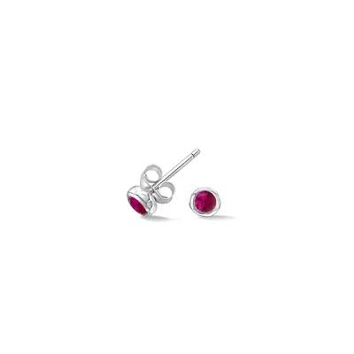 Dower & Hall Women's Silver / Red Ruby Dewdrop Studs In Sterling Silver