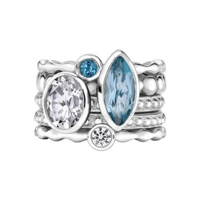 Dower & Hall Women's Silver Serenity Twinkle Ring Stack In Metallic