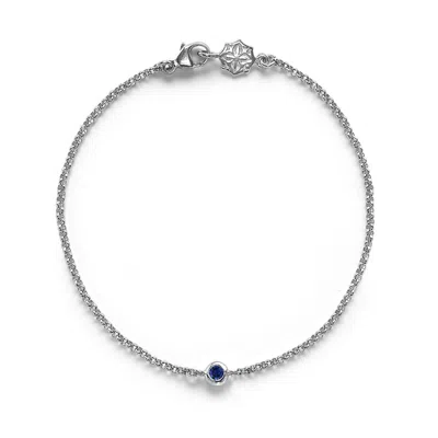 Dower & Hall Women's Silver Single Blue Sapphire Dewdrop Chain Bracelet In Metallic