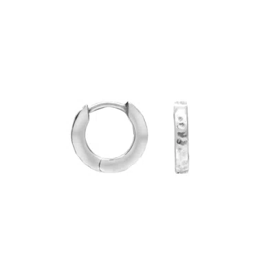 Dower & Hall Women's Silver Small Hammered Huggie Hoops In White