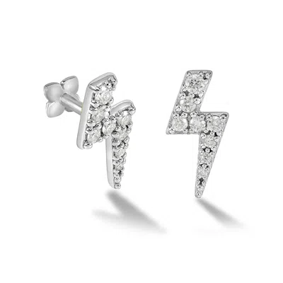 Dower & Hall Women's Silver Solid White Gold Diamond Ziggy Bolt Labret Single