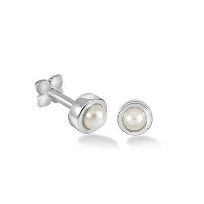 Dower & Hall Women's Silver Solid White Gold Freshwater Pearl Labret Single