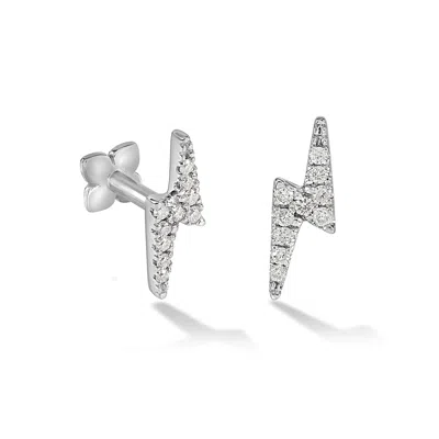 Dower & Hall Women's Silver Solid White Gold Lightning Bolt Labret Single