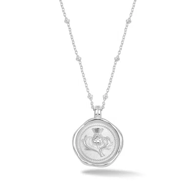 Dower & Hall Women's Silver Thistle Talisman Necklace In Metallic