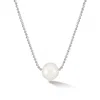 Dower & Hall Women's Silver Timeless Single White Pearl Pendant In Metallic