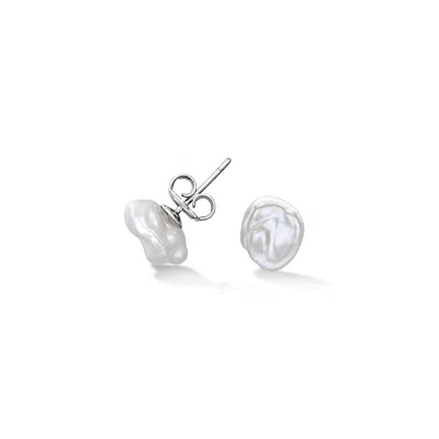 Dower & Hall Women's Silver White Keshi Pearl Studs