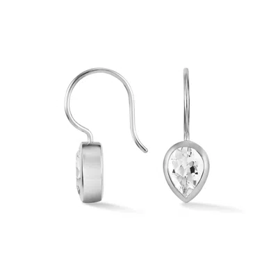 Dower & Hall Women's Silver / White Pear White Topaz Earrings In Metallic