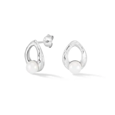 Dower & Hall Women's Silver / White Waterfall Pearl Droplet Studs In Silver
