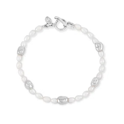 Dower & Hall Women's Silver / White White Pearl Ocean Pebble Bracelet In Silver