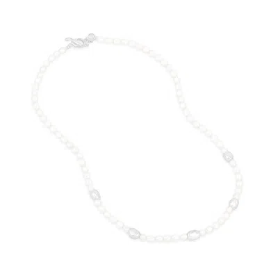 Dower & Hall Women's Silver / White White Pearl Ocean Pebble Necklace In Silver