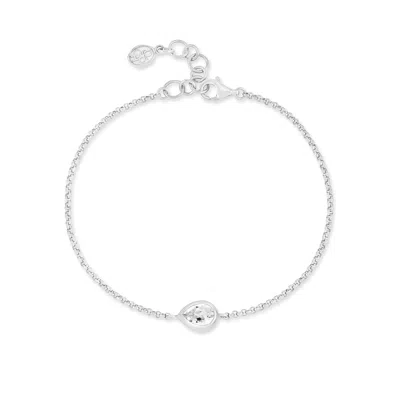 Dower & Hall Women's Silver / White White Topaz Pear Chain Bracelet In Sterling Silver