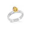 Dower & Hall Women's Silver / Yellow / Orange Citrine Pear Twist Twinkle Ring In Sterling Silver In Gold